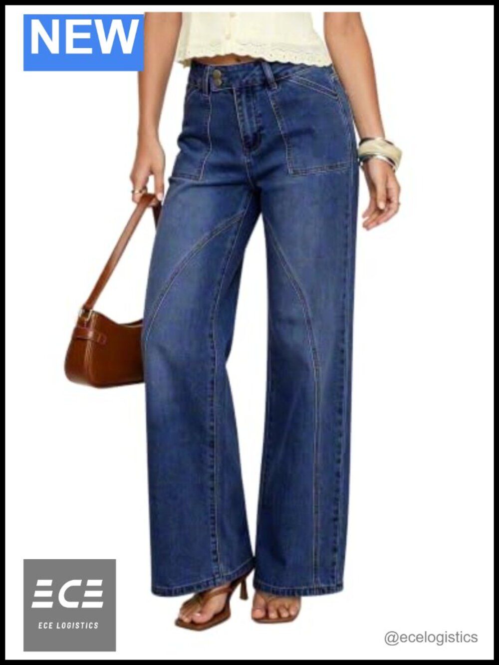 High Waisted Wide Leg Stretchy Jeans Tummy Control Denim Pants